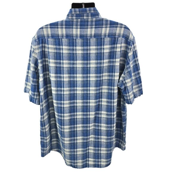 Duluth FOM Hemp Shirt Mens 2XL Blue Plaid Short Sleeve Button Down 42512 Casual - Picture 3 of 8